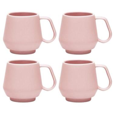 Imagem de Kit 4 Canecas Café Chá Chubby 330ml Rosa Tutti Frutti Oxford
