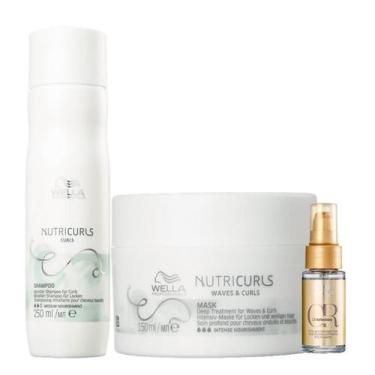Imagem de Kit Nutricurls Shampoo, Máscara e Oil Reflections - Wella - Wella Prof