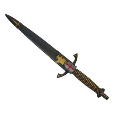 Imagem de Punhal Adaga Medieval Cavaleiro Templário C/ bainha Haste em Aço Ornam