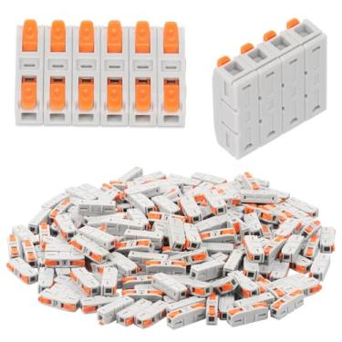 Imagem de Kit de conectores de cabo de alavanca de 200 peças para terminal de fiação elétrica em linha de conexão rápida 24-12AWG para soquetes de iluminação doméstica (cinza laranja-200-estilo 1)