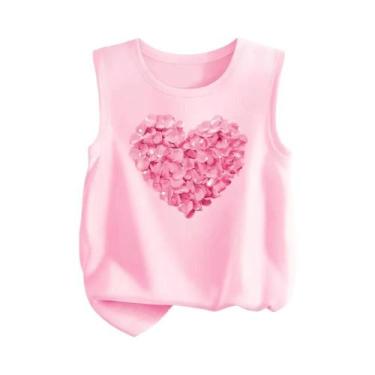 Imagem de Camiseta Regata De Algodão Para Meninas Com Estampa Kawaii De Coelho E