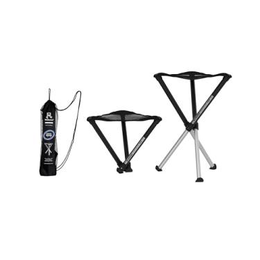 Imagem de Walkstool - Modelo Comfort – Preto e prata – Banco dobrável com 3 pernas em alumínio – Altura 45,7 cm a 76,2 cm – Carga máxima de 440 a 259,5 kg – Feito na Suécia