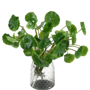 Imagem de Redvigh 3 peças de folha de lótus artificial, planta sintética pennywort, vegetação, plantas suculentas artificiais para casa, mesa, prateleira, mesa, escritório, decoração