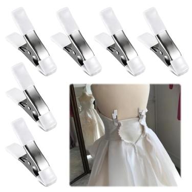 Imagem de OwnMy Pacote com 6 clipes de vestido de casamento para encaixe, braçadeiras de roupas fixas resistentes para encaixe de manequim de costura de vestido de noiva, clipes grandes em forma de A para
