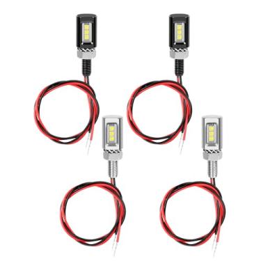 Imagem de OCTODER Kit de parafusos de luz de placa de veículo, lâmpada de parafuso de 3 LEDs com fios de 30 cm, 2 pretos + 2 escuros prateados, luz universal para carro, caminhão, motocicleta, quadriciclo e