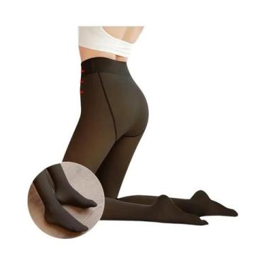 Imagem de Meia-calça Térmica Feminina De Inverno, Forrada Com Fleece, Sem Costur