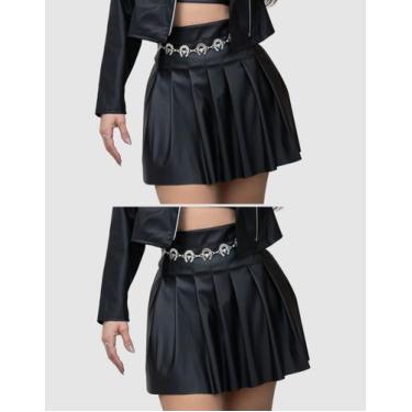 Imagem de KIT 2 SAIA COURO PLISSADA - 2Preto - G - SWISS BOUTIQUE
