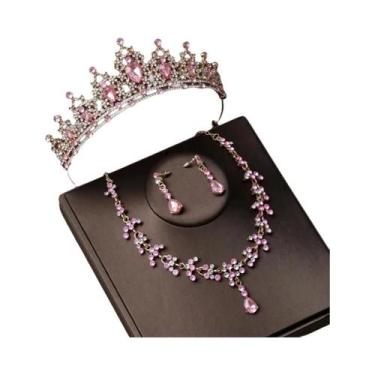 Imagem de Conjunto De Joias De Noiva Em Cristal Prateado Com Tiara De Strass, Co