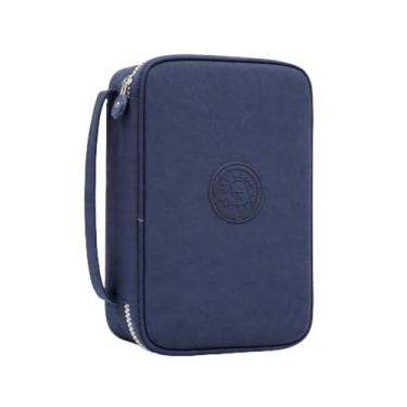 Imagem de Estojo Escolar Grande para 100 Canetas com Divisórias e Alça – Estojo Box Organizador Unissex com Zíper Reforçado, Elásticos Internos e Alta Capacidade para Material Escolar (Azul escuro)