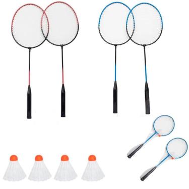 Imagem de Kit Badminton 8 Peças 4 Raquetes 4 Petecas Esportes Lazer-Unissex