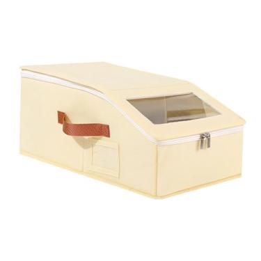 Imagem de SiaBiced Organizador de bonés para guardar bonés de beisebol, caixa com zíper, estojo de exibição à prova de poeira, suporte para para viagem, prateleira ou, Bege