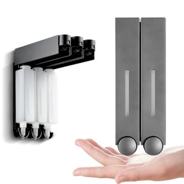 Imagem de 2-Pack 420ML Dispenser de Sabonete Manual Parede ABS à Prova Vazamentos Instalação Sem Furo Bomba Silicone Fácil Limpar para Banheiro Cozinha Hotel Fa