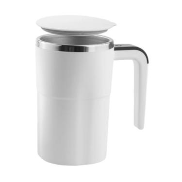 Imagem de KiBcsLic Caneca de café com misturador automático, portátil e versátil, ideal para chá, proteína em pó, chocolate quente leite, Branco