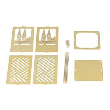 Imagem de Porta-canetas de metal multifuncional, fácil montagem, superfície dourada brilhante, porta-lápis para escritório, escola, casa, material de ferro premium, resistente, durável, (Porta-canetas de