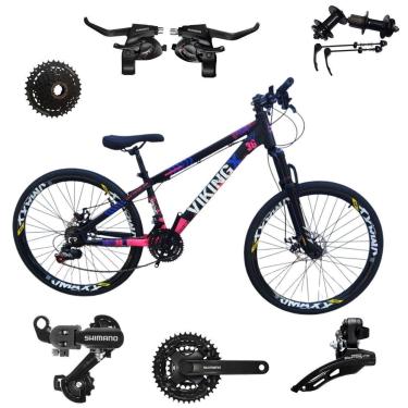 Imagem de Bicicleta 26 VikingX Tuff30 24v Shimano Cubo e Catraca K7 Pneu Slick Fino Preto1.50-Unissex
