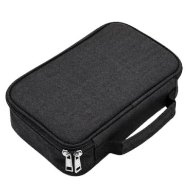 Imagem de Estojo Grande 72 Compartimentos Box Jumbo Escolar Divisórias Cor Cinza Liso (Preto)