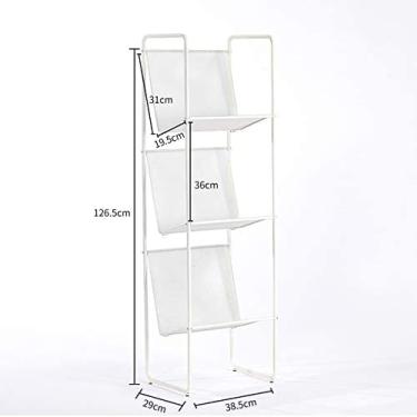 Imagem de Prateleira De Estante De Pé, Estante Aberta De Escritório Em Casa Suporte De Exibição De Metal Autônomo, Estante Pequena Multifuncional Para Cd/pasta/rack De Revista,Branco,2 Andares,Collector88
