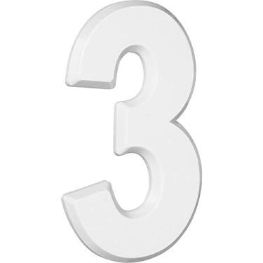 Imagem de MetalCromo Número Residencial 3D"3" Plástico ABS Branco
