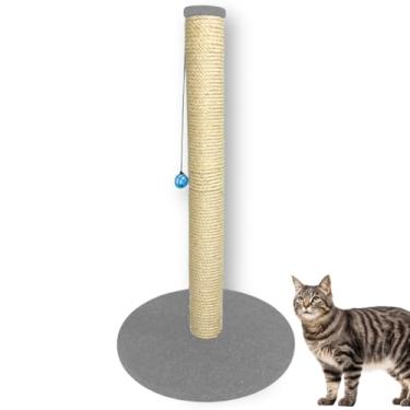 Imagem de Arranhador Torre para Gatos 86cm de Altura, Base Estável 50cm, Sisal Natural 8mm, com Guizo, Carpete Macio, Poste Vertical (Cinza)