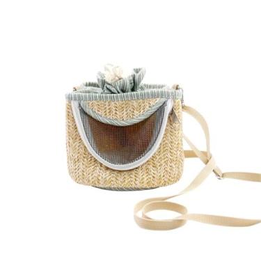 Imagem de Mochila para Transportar Pets Sacola Respirável Pequenos Bolsa Cintura Cilíndrica Transportador de Pet Quente Cinto Ajustável e Desmontável Forro Flanela Macia Janela Malha Respiração Acessório Portát