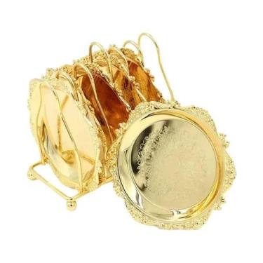 Imagem de Conjunto De 6 Sousplat Vintage Em Liga De Zinco Dourada Com Revestimen