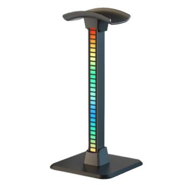 Imagem de Externa Som RGB - Suporte para fone de ouvido ativado com luz ambiente - Rack de exibição para fone de ouvido para jogos(White)