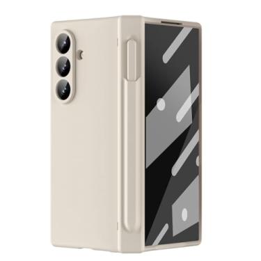 Imagem de LYJSMGZ Capa magnética para Samsung Galaxy Z Fold 7, capa protetora de dobradiça integrada com membrana concha anti-arranhões com bandeja de caneta, branca, Z Fold 7