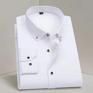 Imagem de Camisa Social Masculina Branca Com Padrão De Diamante Clássica De Mang