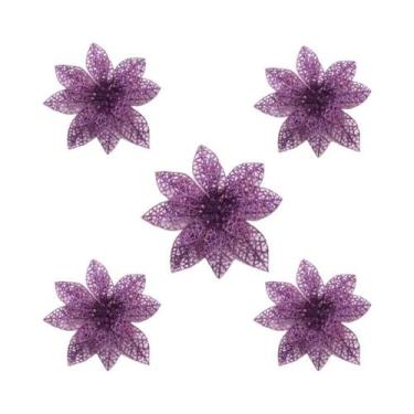 Imagem de Flores Artificiais Com Glitter E Ramos De Frutas Para Decorações De Ár