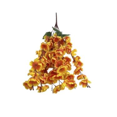Imagem de Buquê de Flor de Pêssego Artificial com 7 Ramificações, Arranjo Decorativo Realista para Decoração de Casa e Ambientes Internos(1 unidade,Laranja)