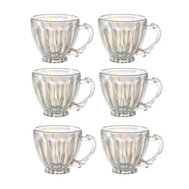 Imagem de Jogo 6 Xícaras Itália Rainbow Furta-Cor 200ml Em Vidro para Café Chá e Cappuccino