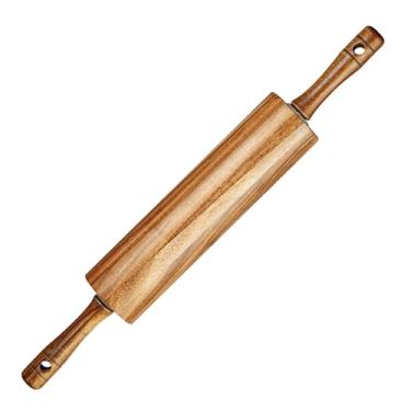 Imagem de KARRYOUNG Rolo de massa de madeira de acácia para assar, rolo de massa de cozinha com alças, rodillo para masa, rolo de massa para massa, pizza, pão, fondant e tortilha