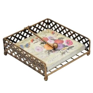 Imagem de Suporte de caixa de lenços criativo ferro forjado estilo retrô caixa de lenços de mesa para casa caixa de armazenamento de guardanapo quadrado prensa de lenços de papel capa de caixa de lenços faciais