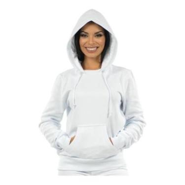 Imagem de Moletom Agasalho Feminino Blusão Roupa de Frio Bolso e Capuz-Feminino