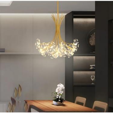 Imagem de Lustre LED para quarto G4 com 13 lâmpadas, luminária pendente moderna para mesa de jantar, sala de estar, cozinha, escritório e bar, modelo BD429 (dourado)