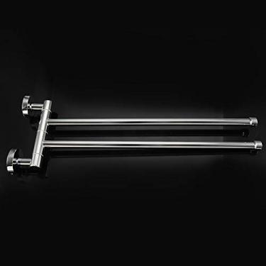 Imagem de Aoresac Toalheiro Giratório de 360 ​​graus Com Haste de Aço Inoxidável Espessada, Prateleira de Cabide de Toalha Montada na Parede para Toalha de Banho, Roupas (Dois golpes)