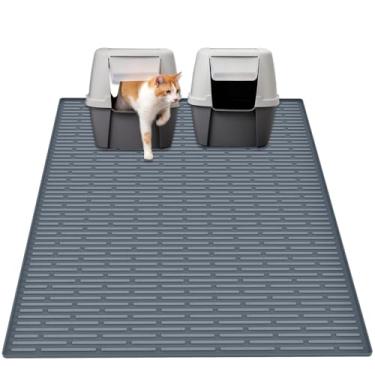 Imagem de Ultibe Tapete extra grande de silicone para gatos de 100 x 75 cm, tapete de armadilha de areia XXL para embaixo da caixa de areia, apanhador de areia antiderrapante à prova d'água, tapete fácil de