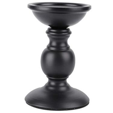 Imagem de Castiçal retrô europeu, suporte de velas em ferro forjado, decoração de casa vintage para festa de casamento, peça central de ferro preto, 16 cm, 1 peça