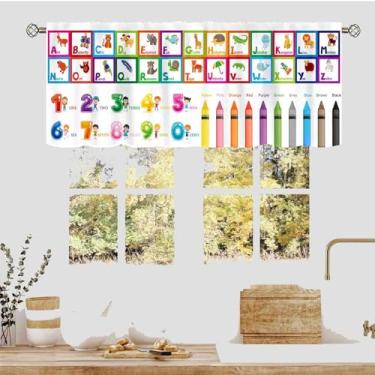 Imagem de Cortinas de sala de aula do alfabeto ABC, desenho animado, educacional, fofo, colorido, de volta às aulas, pequena saia de janela curta para bebês, meninas, meninos, quarto, sala de estar, berçário