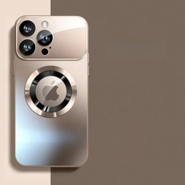 Imagem de Capa fosca metálica de titânio para iPhone 17 Air 16 15 14 13 12 11 Pro Max Plus, com proteção para lente e câmera, dourada, para iPhone 11 Pro