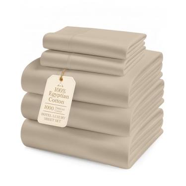 Imagem de LANE LINEN Lençóis King divididos 100% algodão egípcio para camas ajustáveis - 1000 fios, trama de cetim macio e confortável para acabamento sedoso, roupa de cama fresca respirável ecológica produzida