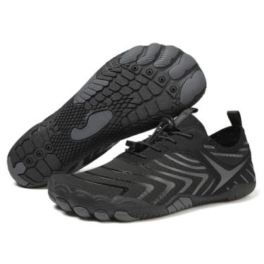 Imagem de Tênis Hike Barefoot feminino masculino, sapatos aquáticos profissionais, sapatos de caminhada descalço, bico largo, antiderrapante, respirável, C - preto, 34/35 BR