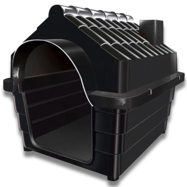 Imagem de Casinha para Cachorro Médio e Grande N5 Mec Pet com Proteção UV – Casa Pet Plástica Resistente, Ventilada e Confortável para Uso Interno e Externo(PRETO,(N°4) 60X48X48)