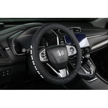 Imagem de Capa de volante de carro, capas de volante de couro de microfibra preta para forro antiderrapante Bronco, universal de 36,8 a 38 cm.