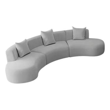 Imagem de Kit Sofá Modular 4 Lugares 360cm Moderno Curvo Orgânico Duna Linho Cinza Claro