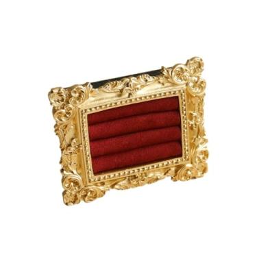 Imagem de Leadigol Bandeja de suporte de anel, bandeja de brincos de camurça requintada para uso doméstico, organizador de joias de resina com interior de camurça, para anéis, brincos, fotografia (4 vermelhos)