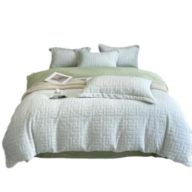 Imagem de THJKUPO A-Class Conjunto de quatro peças de veludo de leite espesso esculpido capa de edredom conjunto de lençol de cama com isolamento de inverno (200 x 230 cm)