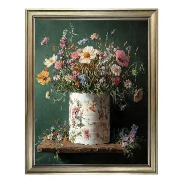 Imagem de Decoração de parede de banheiro emoldurada vintage engraçado rolo de papel higiênico com arte de parede floral grande decoração de imagem impressa