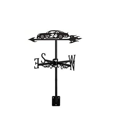 Imagem de JNQLLDS Cata-vento de aço inoxidável Weathervane, cata-vento retrô clássico, decoração de jardim ao ar livre, garagem, cúpula, celeiro, quintal, caminhão (corrida)