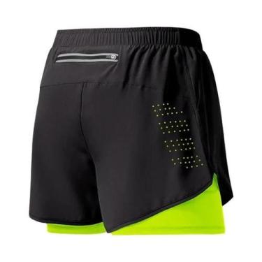 Imagem de Shorts Masculinos De Corrida De Secagem Rápida Pretos, Dupla Camada, P